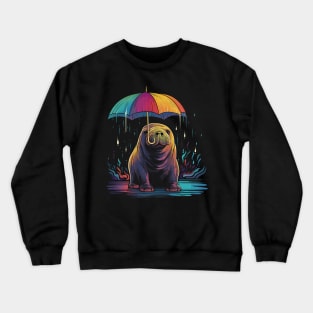 Walrus Rainy Day With Umbrella Crewneck Sweatshirt